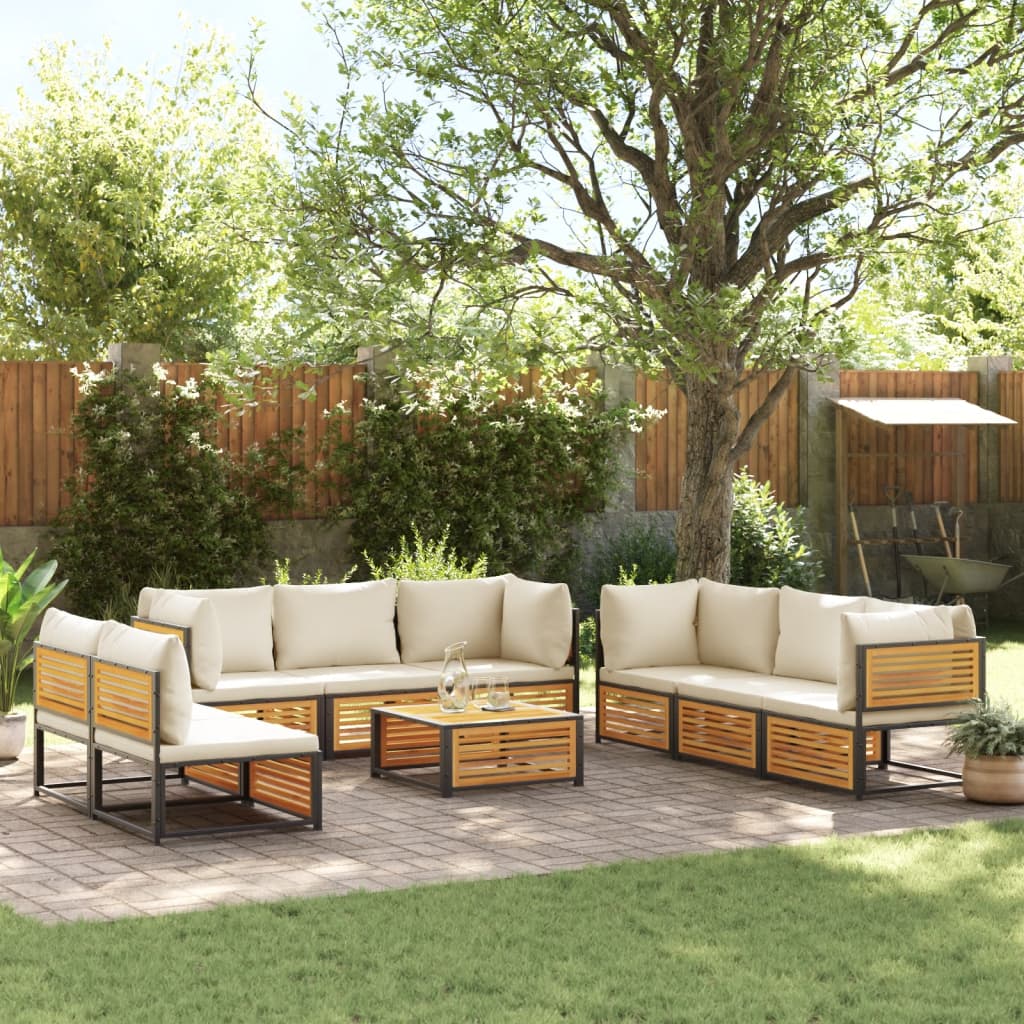 9 Piece Garden Sofa Set with Cushions Solid Acacia Wood