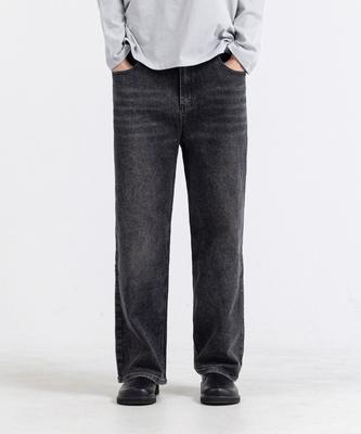 MODERN ARON Basic Washed Wide Denim Pants Gray