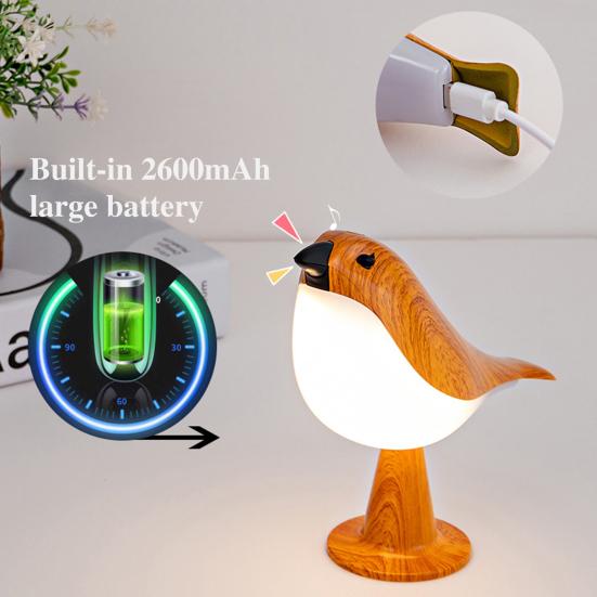 LED Night Light Bird Table Lamp 3 Light Modes Brightness Adjustment Flicker Free Rechargeable LED Bedside Lamp Table Decor