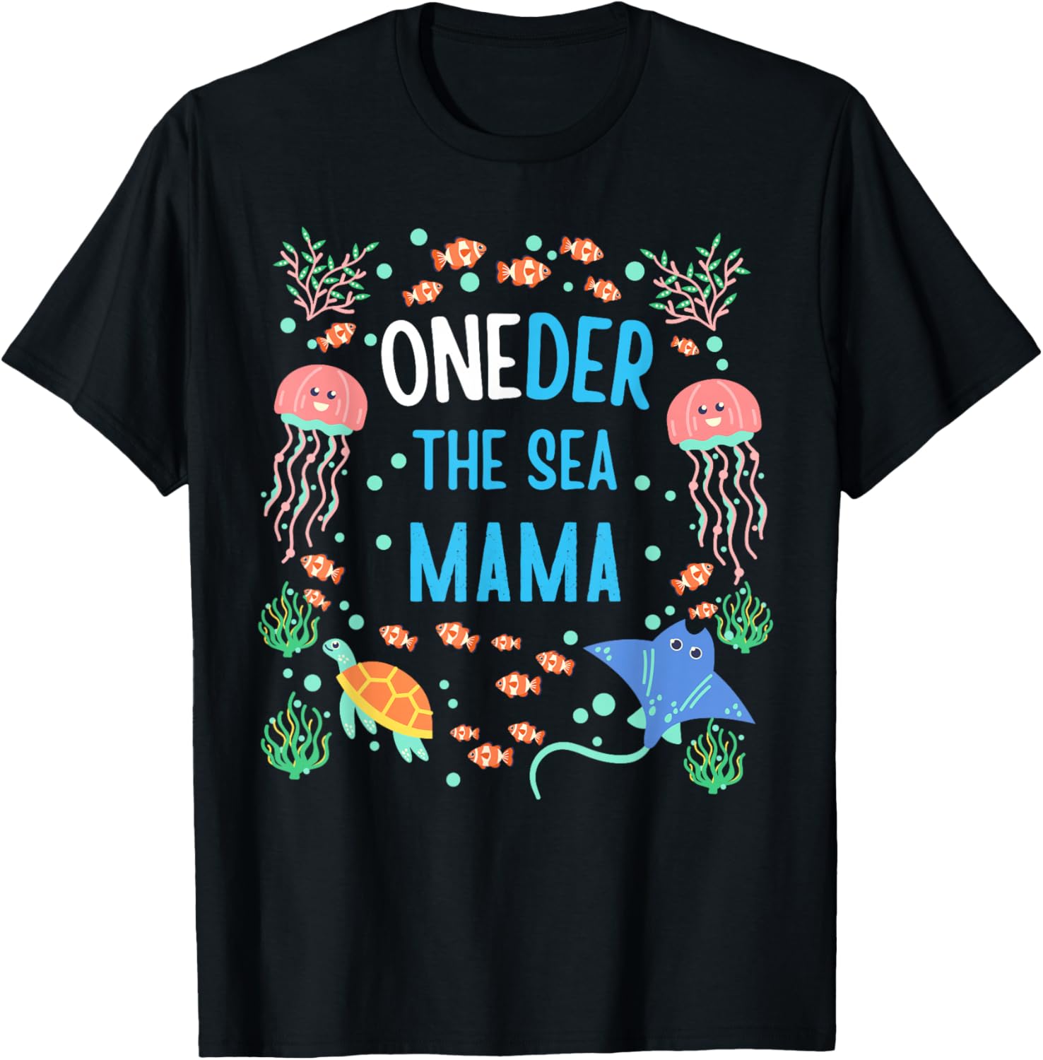 OneDer the Sea Mama 1st Birthday Mom Matching T-Shirt S разноцветный