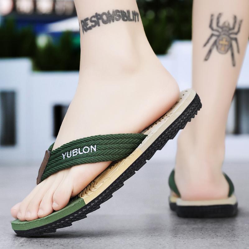Summer Men's Fashionable Casual Breathable Slippers Sandals Beach Shoes Herringbone Slippers Home Slippers
