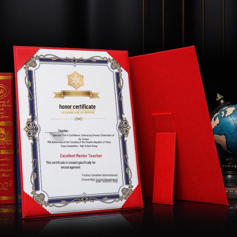 A4 Leather Self-Standing Award Certificate Case