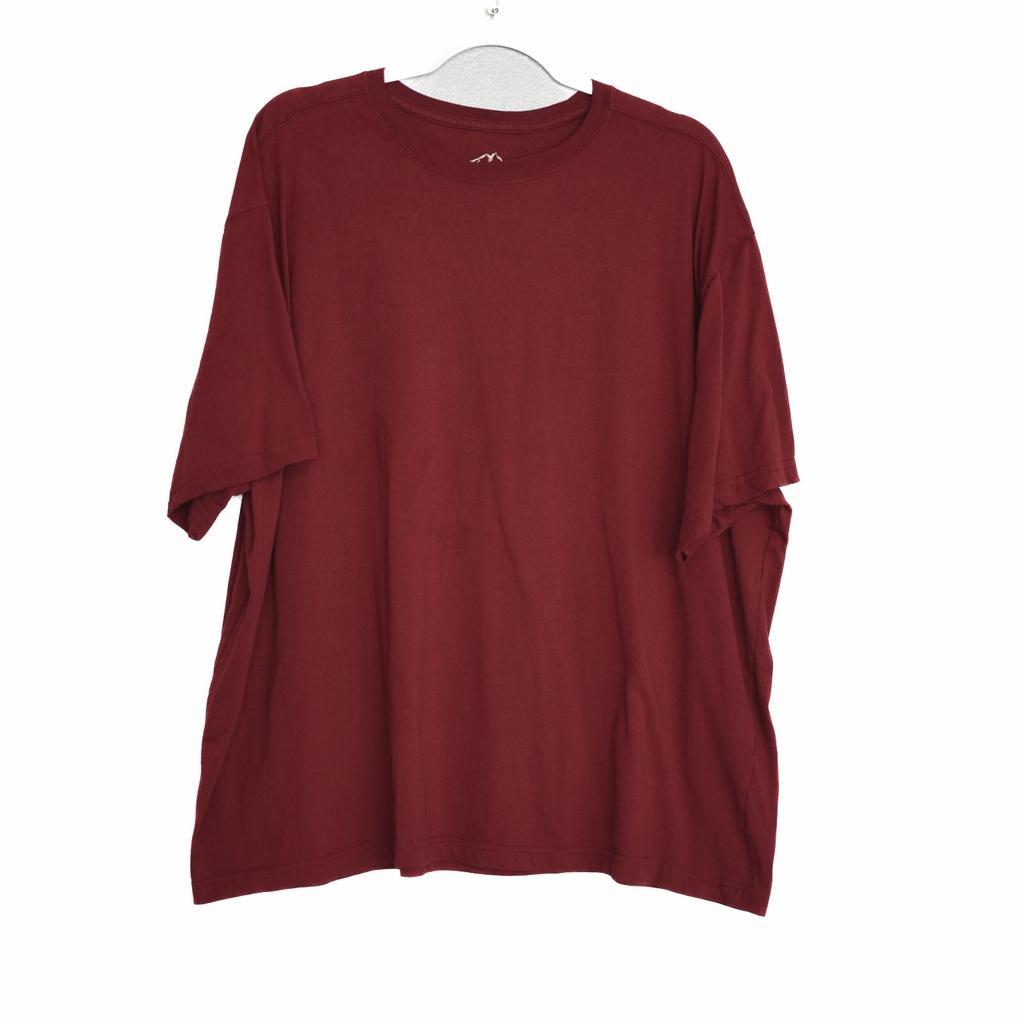 Blue Mountain Mens Maroon Plain T-Shirt Cotton Poly Crewneck Short Sleeves 3XL