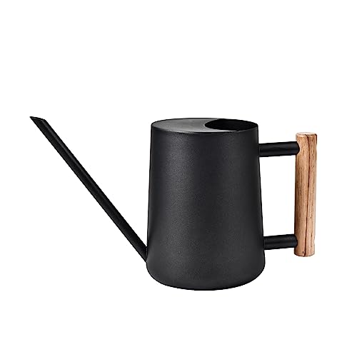 

IMEEA Watering Can, 1000ml, Stainless Steel with Wooden Handle, Stylish Gardening Tool, Black