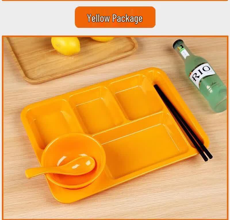 ZLIII Thickened Melamine Rectangular 6-Compartment Divided Dining Tray