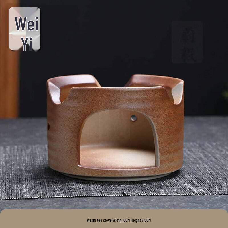 Coarse Ceramic Open-Flame Tea Kettle & Warmer Set