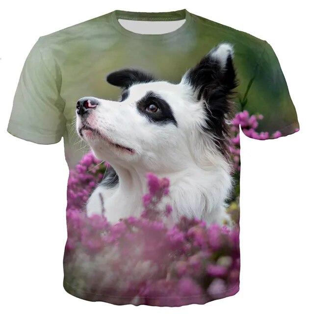 3D Leisure Printing Border Collie New Fashion Men/women T Shirt Tops Short Sleeve T-Shirt