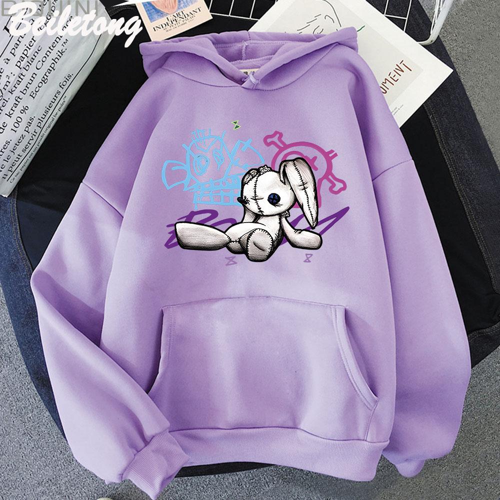 Arcane Jinx Hoodie Monkey Doll Rabbit Graffiti Grunge Style Kpop Clothes Black Anime Sweatshirt Streetwear Unisex Women Clothing
