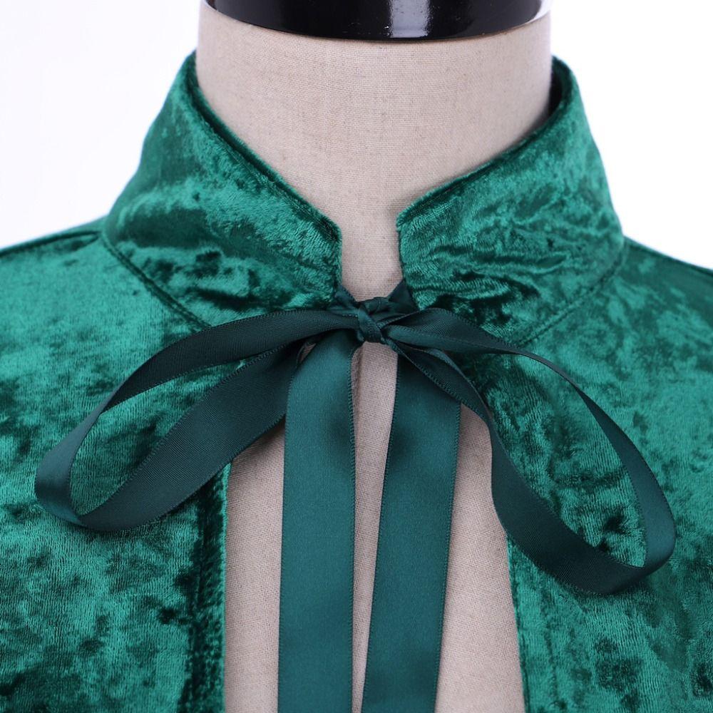 Victorian Velvet Cape Stand Collar Halloween Cloak Multi-functional Cosplay Costume Stage Costume