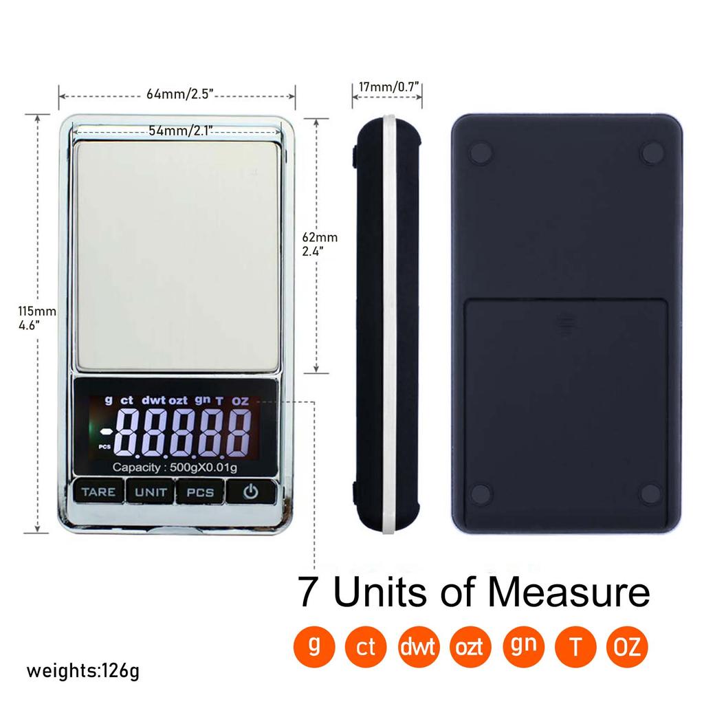 Digital Pocket Scale 200g x 0.01g, Precision(Jewelry Scale) with Protective Cover, Auto-Off, Backlit LCD, 7 Units, Tare Function