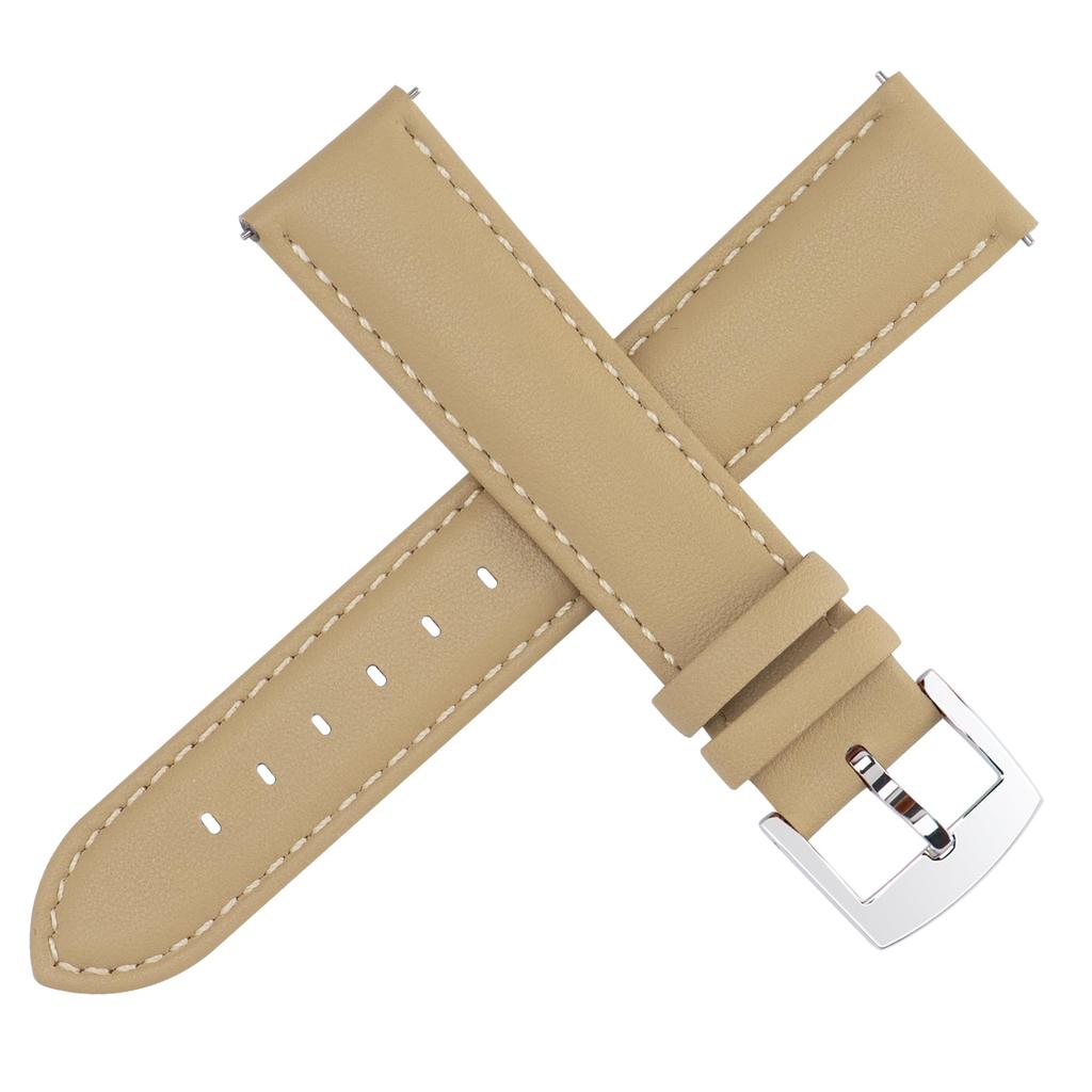 Genuine Leather Watch Quick Release Strap for Men and Elegant Soft Calf Leather Watch Replacement No Tools for Watches and Silver Buckle [OTTOODY]