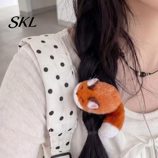 Hair Accessories for Women Plush Fox Clip, Cute Animal Hairpin, Soft Furry Barrette Non Slip Claws Thick Accessory Girls, Decorative Hairpin