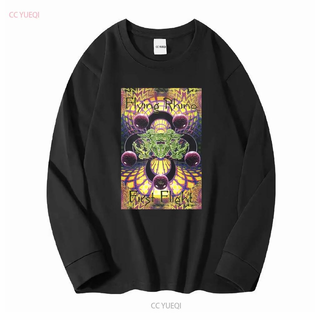 Mens T Shirt Cotton Psychedelic Trance Music Flying Rhino Records First Flight Vintage Washed Stretched Homme Soft Graphic