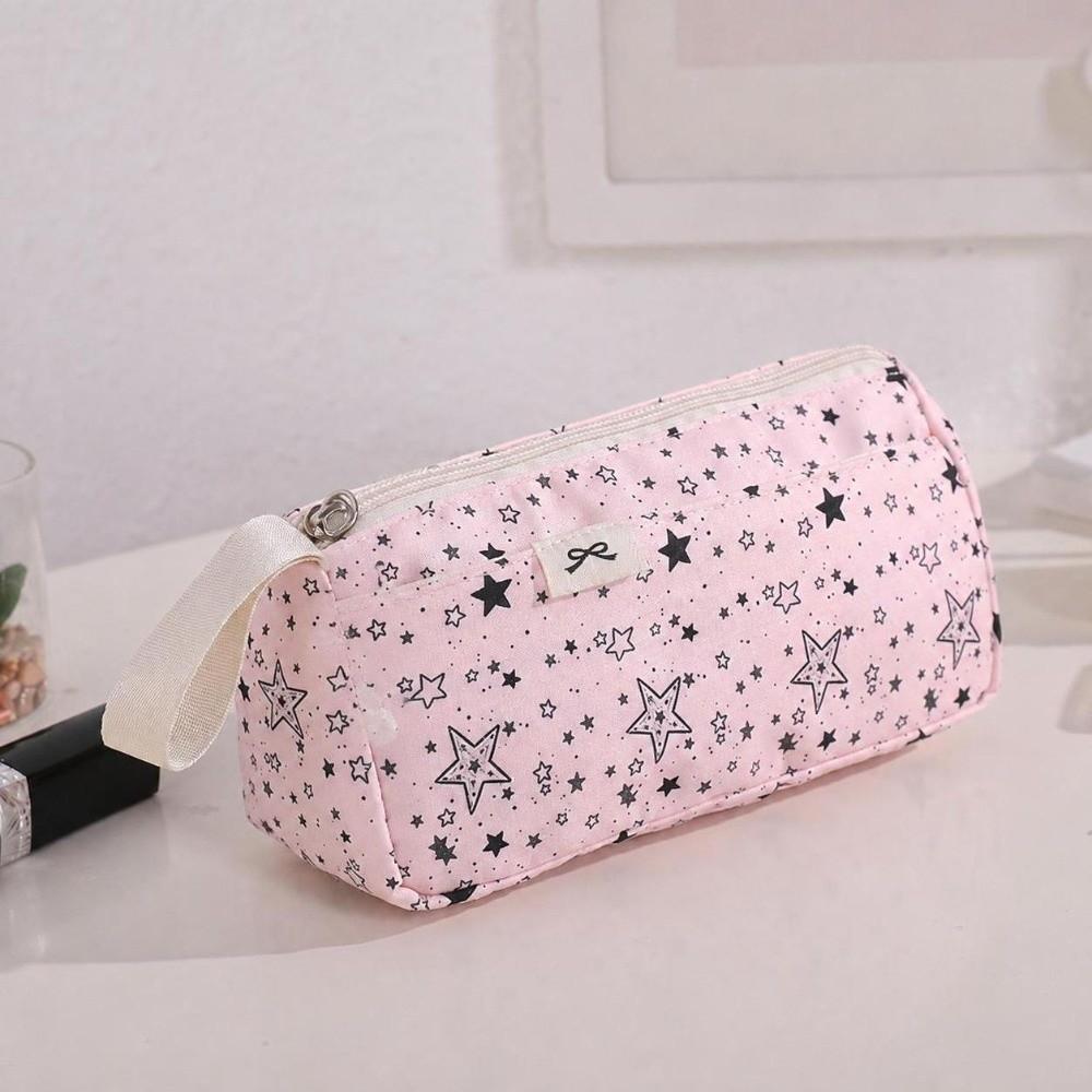 Large Capacity Pen Bag Star Print Stationery Bag Multi-functional Pencil Case School Supplies