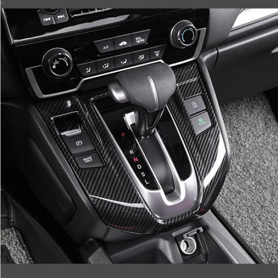 For Honda CRV CR-V 2017- Carbon Fiber Console Gear Shift Panel Cover Trim