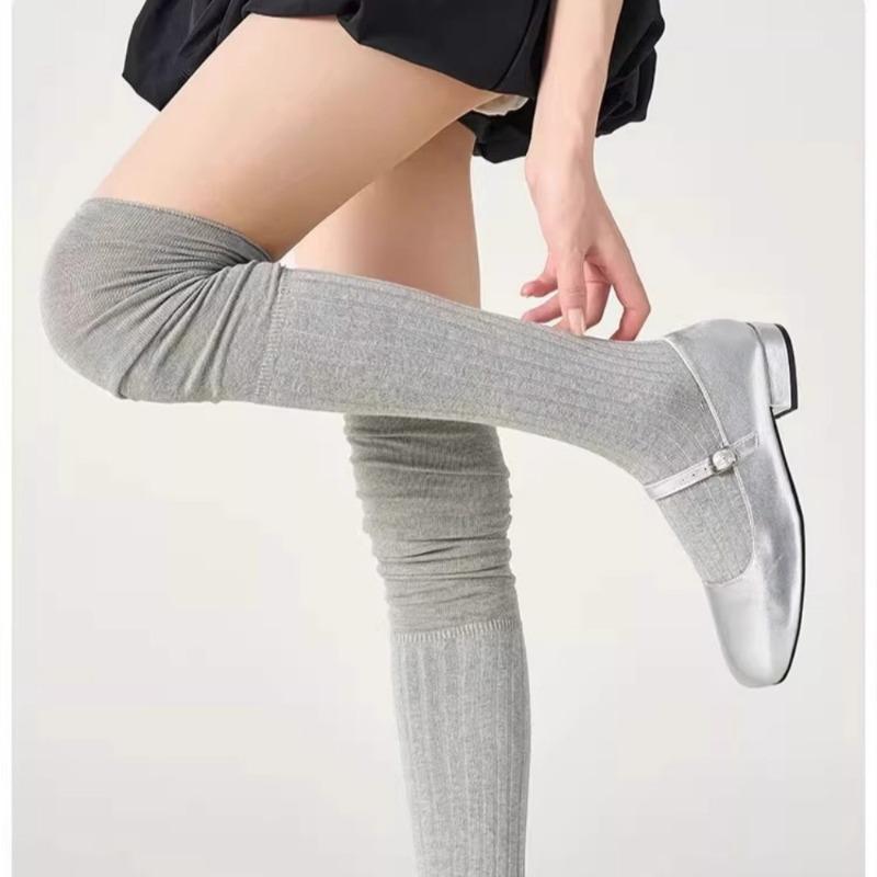 Matching Boots Socks - Long Knee-length Stockings In White for Autumn and Winter, Without Bones, Pile-style Stockings, Long Boots, Long Socks