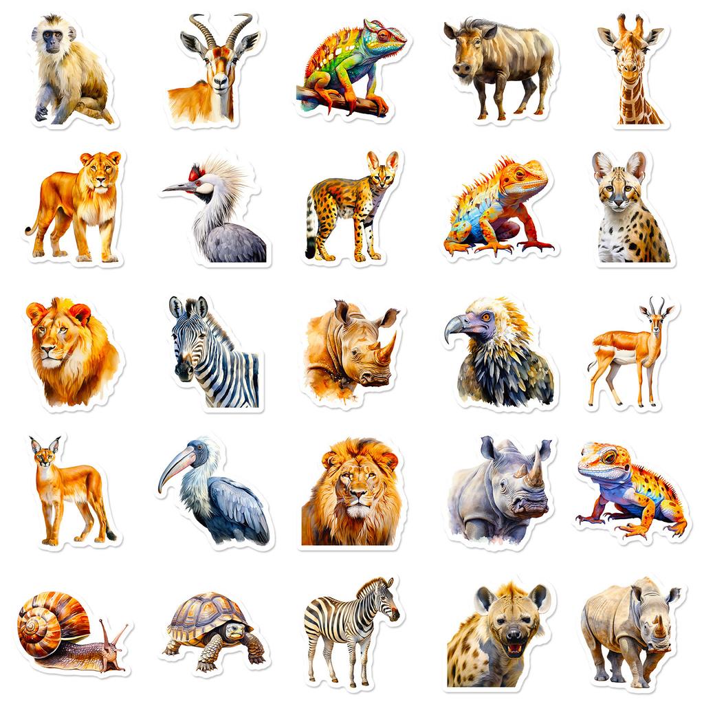 50 Realistic African Animal New Products, Personalized and Independent DIY Decorative Stickers, Waterproof Stickers, Hand Accounts