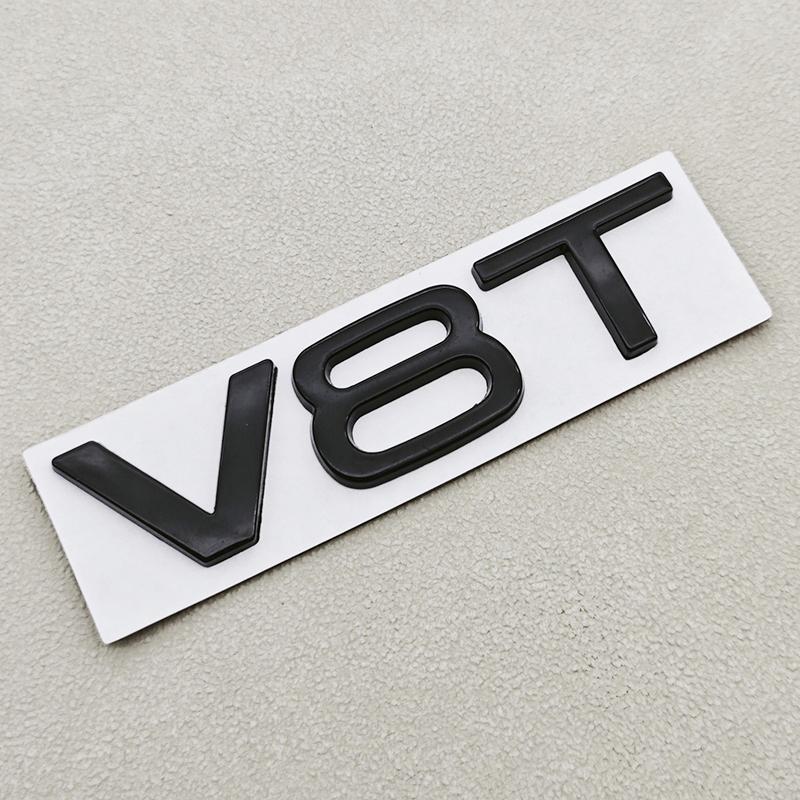 3D Metal Logo V6T V8T Letters Sticker Car Fender Side Badge Emblem For Hot A6 A7 A8 S4 S5 S6 SQ5 S RS Auto Styling Accessories