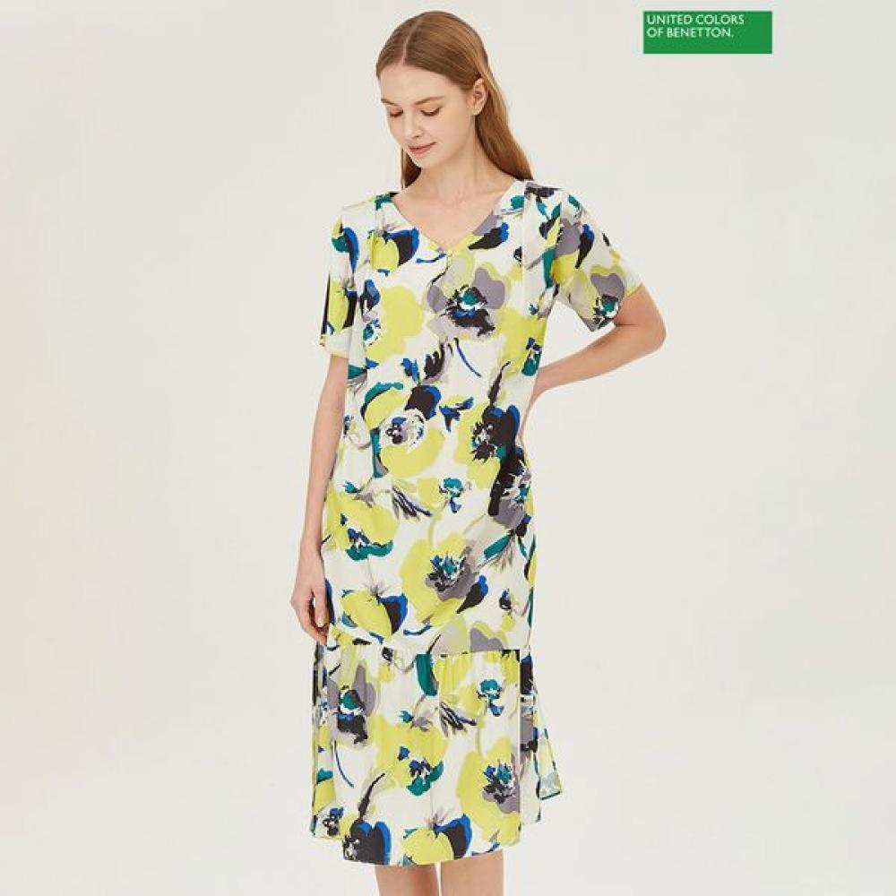 

Benetton Принт Длинное Платье Baop91431 YE_yellow/42