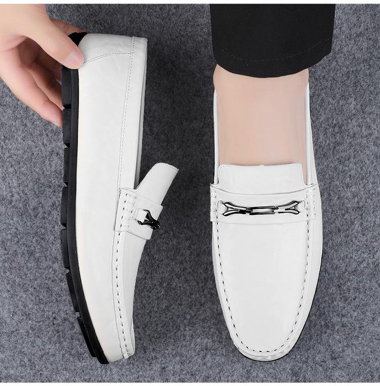 Men's Genuine Leather Slip-On Loafers: Spring & Autumn Trendy, Soft Sole, Large Size Flat Shoes