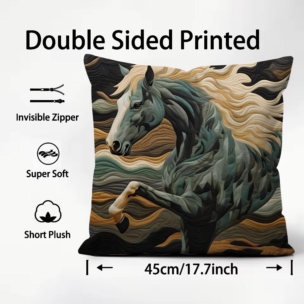 Druk Stylowy Koń Moda Poszewka na Poduszkę Pluszowa Tkanina Miękka Dwustronnie Drukowana Sofa Ciepła Zimowa Dom Dziecko Prezent Poszewka na Poduszkę