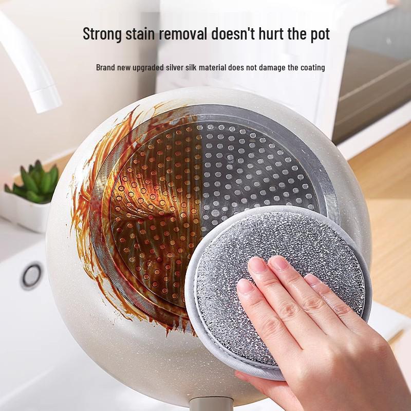 Double-Sided Scouring Pad: Thick Sponge Scrubber for Stain Removal & Dishwashing