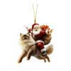 Santa Claus Dog Christmas Ornaments Funny Santa Claus Riding Puppy Ornaments 2D