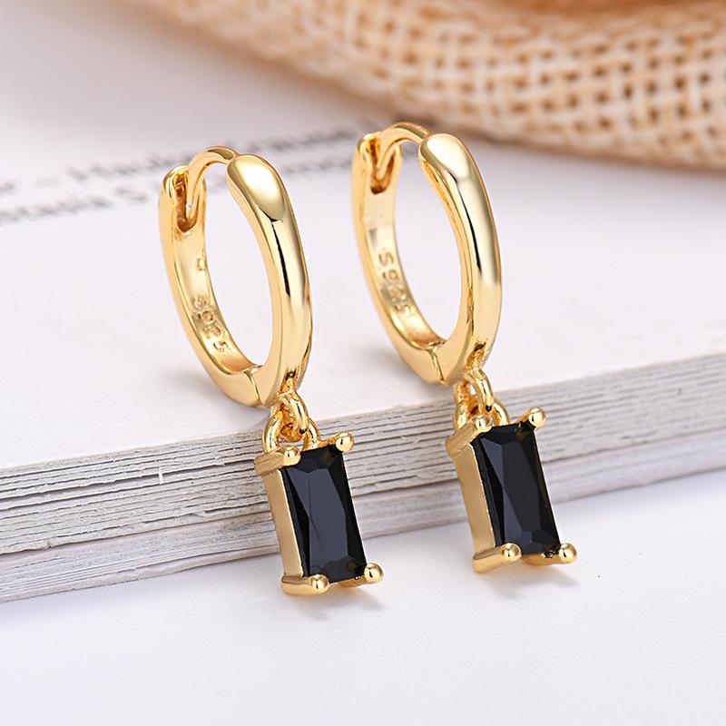 Rectangle Color Zircon Earrings, Simple, Fashionable And Exquisite Earrings.
