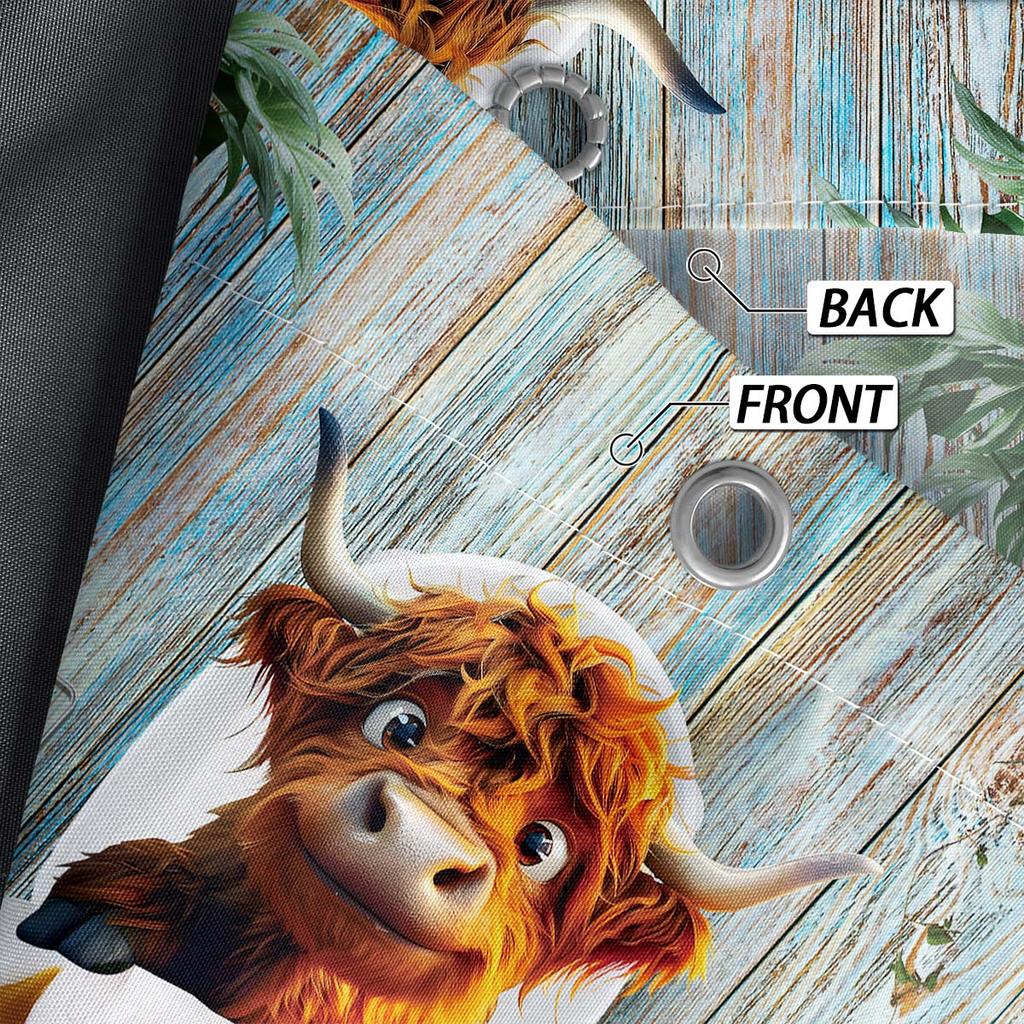1Pc Cattle In Toilet Pattern Printed Shower Curtain, Waterproof, With 12 Hooks, Bathroom Showers, Bathtub, Home Use