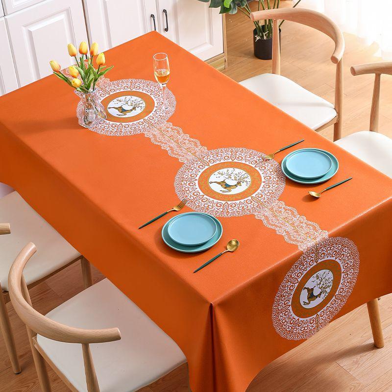 

Household Atmosphere Tablecloth Wind Waterproof, Oil-Proof And Anti-Scalding Leave-In Pvc Tablecloth Coffee Table Cloth Dining Table Cloth 140*140cm