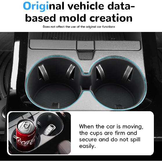 Auovo Car Cup Holder Insert for Toyota Prius Accessories 2023 2024 2025 2026 Non-Slip Silicone Cup Coaster Black