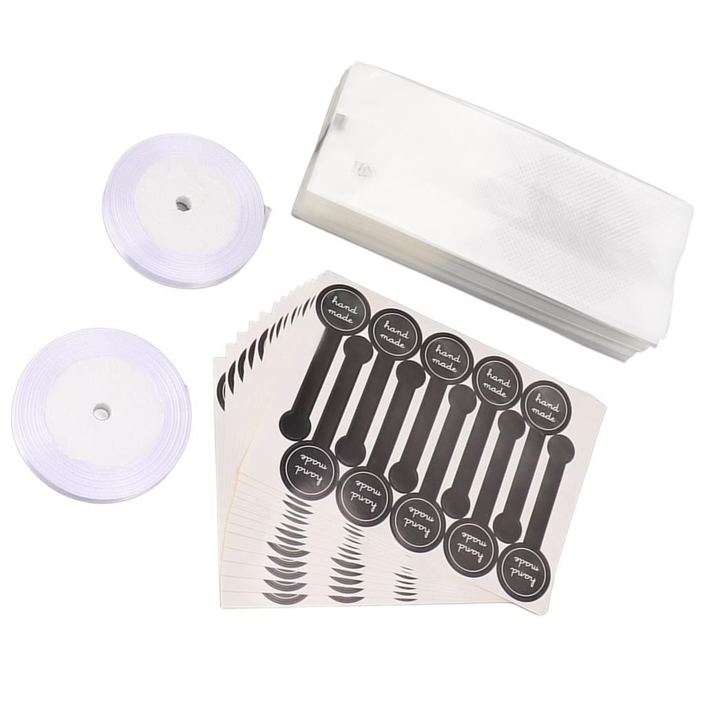 150Pcs Cookie Baking Package Bags Snack Biscuit Semitransparent Plastic Packaging with Accessories