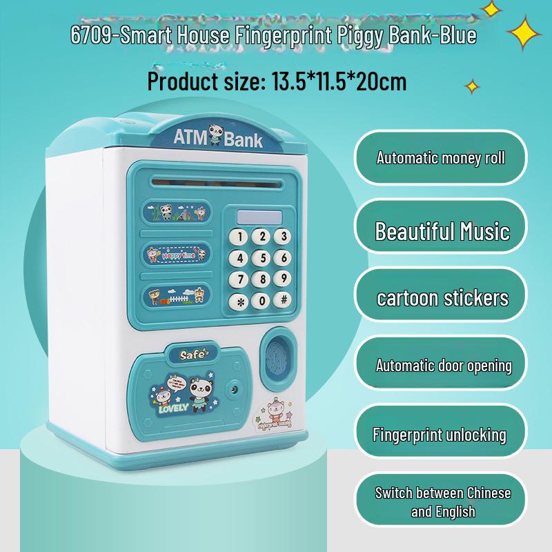 Large Capacity Fingerprint Piggy Bank for Kids - Automatic Money Roll & Birthday Gift