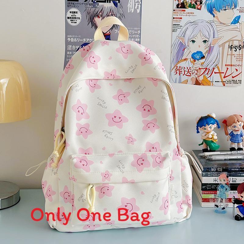 Star Printed Cute Girl Backpack For School And Daily Use Made Of Nylon