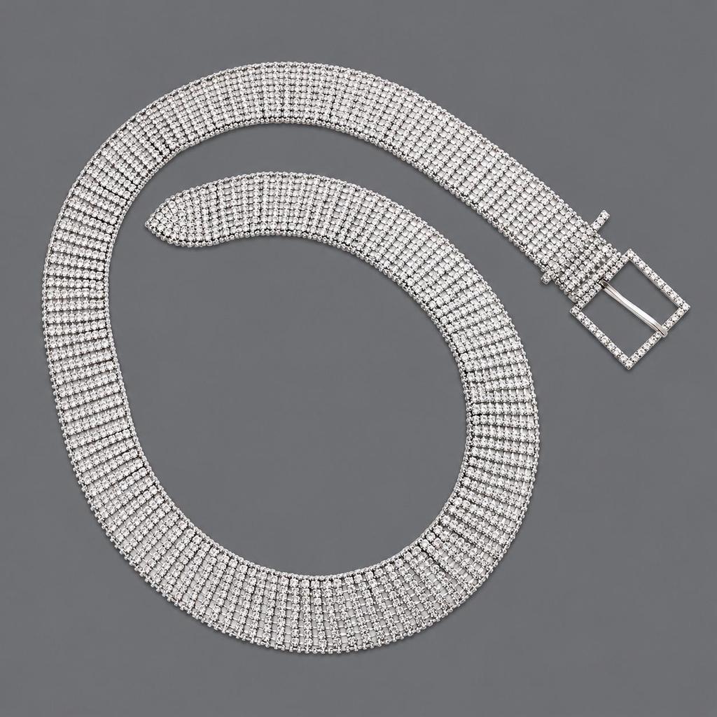Elegant Silver Rhinestone Wedding Belt – Versatile High-End Dress Accessory for Fashion Shows and Performances