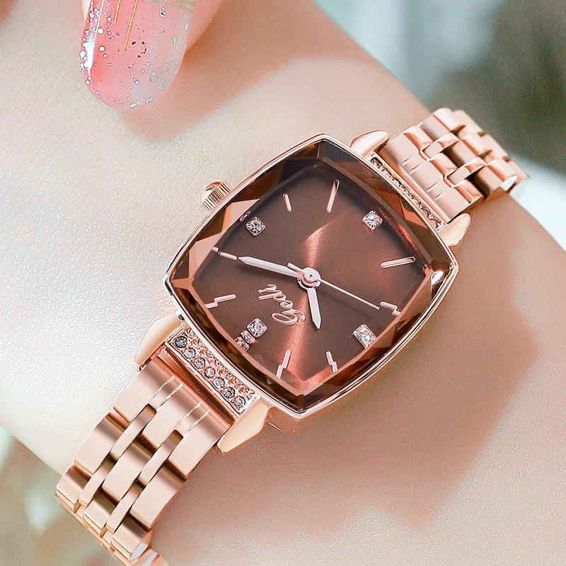 Rose Gold Steel Belt Watch Women'S Fashion Casual Diamond-Encrusted Waterproof Quartz Women'S Watch