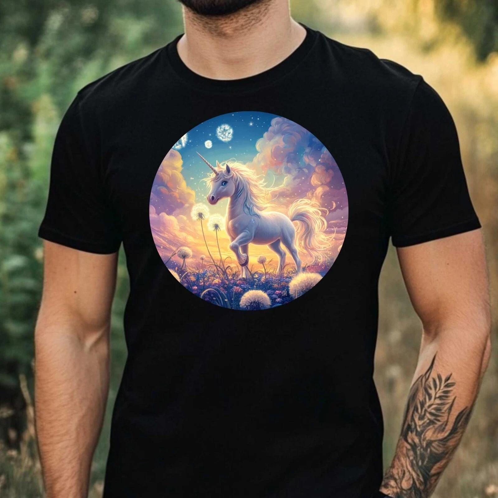 T-Shirt Herren Einhorn mit Löwenzahn Motiv Baumwolle Größe XS bis 5XL XL