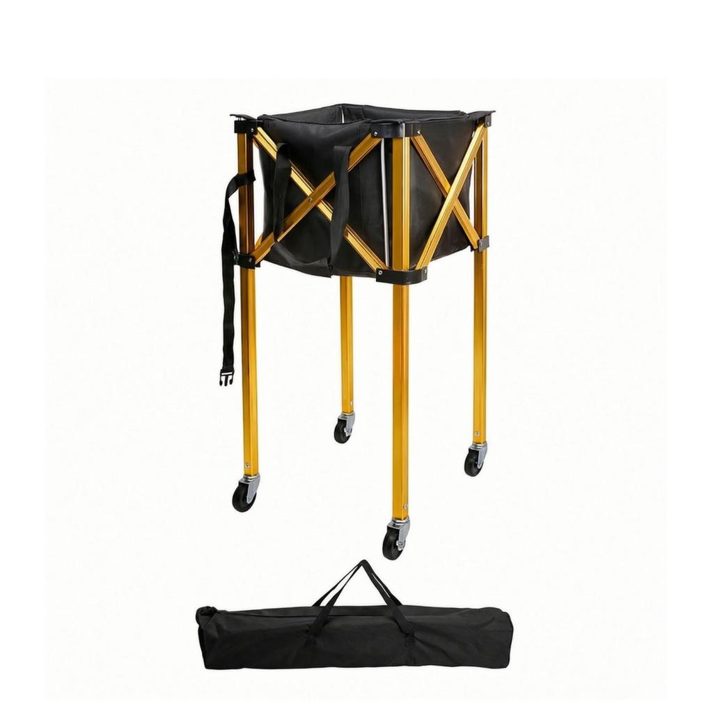 Ball Basket Waterproof Foldable Tennis Cart with Wheels Space-Saving