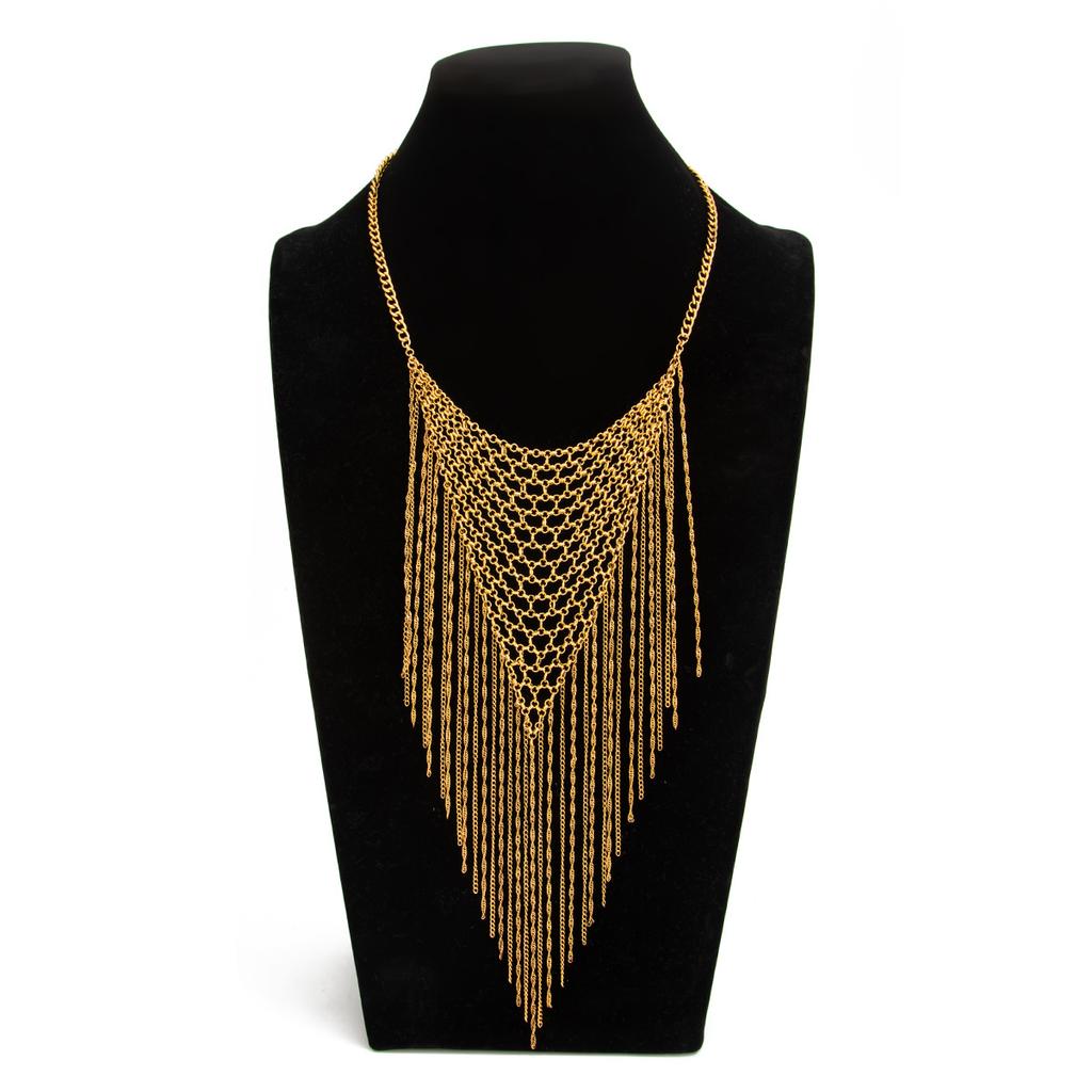 Punk Style Metal Chain Mesh Fringed Necklace, Fashion Heavy Industry Woven Collarbone Chain Necklace Necklace Women