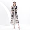 Spring Summer Women Brand Designer Vintage Palace Print Single Breasted Ankle Length Party Shirt Dresses with Belt