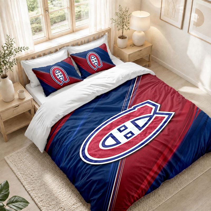 Bedding Set 1 Duvet Cover 2 Pillowcases Montreal Canadiens Print Bedroom Home Decoration