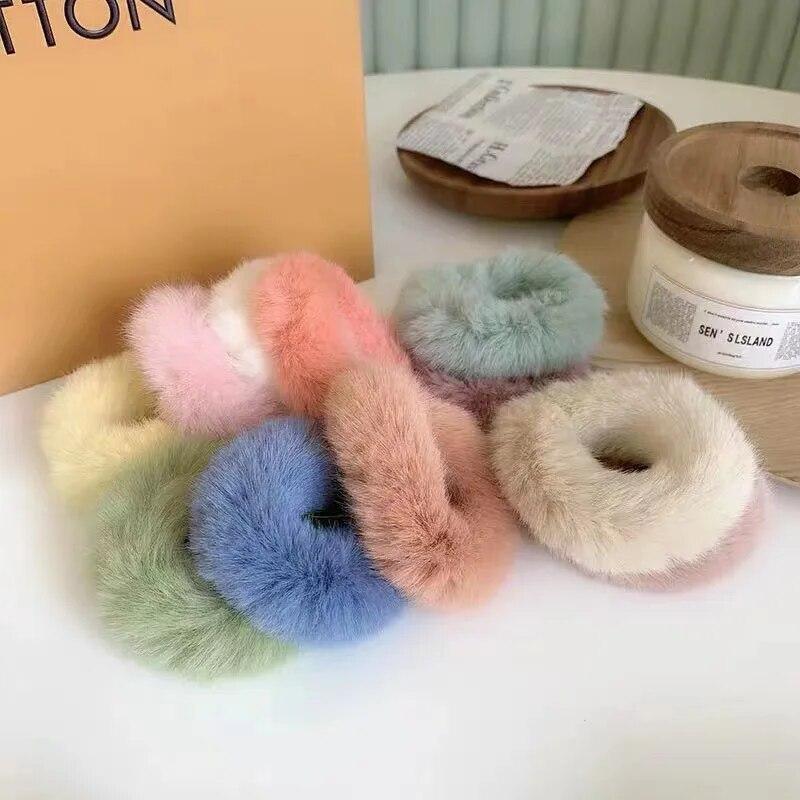 3Pcs/Lot Korean Winter Large Hair Bands For Women Girl Elastic Hair Ring Fashion Scrunchies Dating Party Headdress Accessories