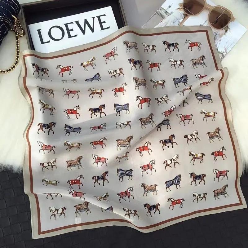 Luxury Horse Print Silk Square Scarf Women Soft Satin Hairband Neckerchief Office Hijab Headband Foulard Bag Ribbons Gift