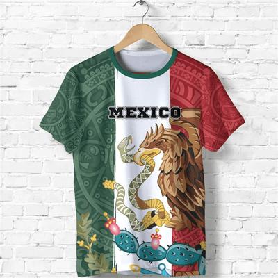 Mexiko Nationalflagge T-Shirts für Herren Mode Mexikanischer Adler Muster Kurzarm Übergroßes T-Shirt Fitness Laufen GYM T-Shirts Oberteile