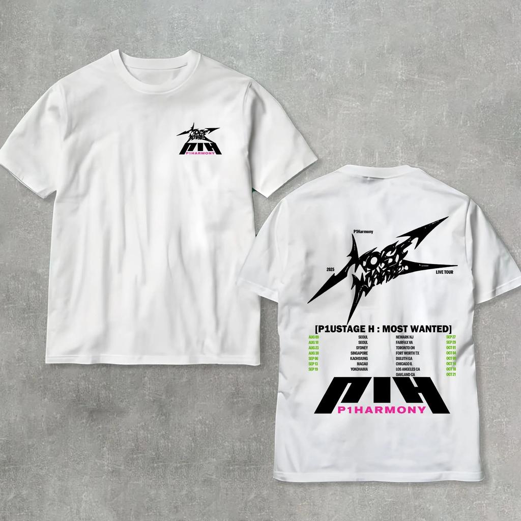 2025 P1harmony Trasa Koncertowa P1ustage Bawełniane Koszulki Męskie NOWA Koszulka Koszulka z Nadrukiem Graficznym Koreański Piosenkarz Unisex Męska Streetwear