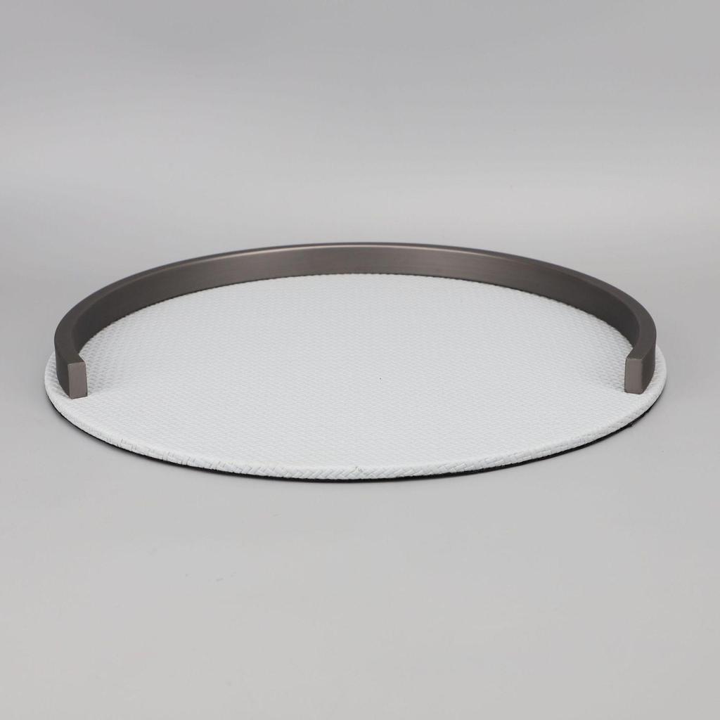 European Metal & Leather Storage Tray for Home Decor