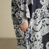 Dimanaf 2025 Women Plus Size Spring Long Dress Loose V-Neck Printing Vintage Casual Floral Oversize Long Sleeve 5027