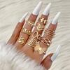 New Ins Wind Butterfly Metal Ring Set Personalized Leaf Geometric Ring Multi-piece Set