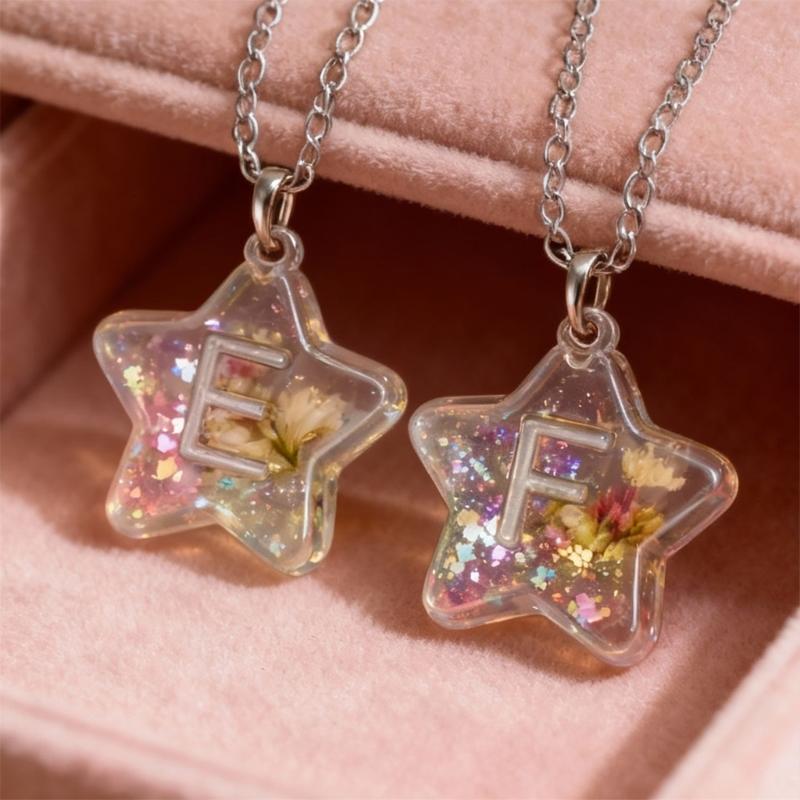 Reusable Silicone Jewelry Mold with Letter Star Shape Handmade Pendant Moulds for Making Charm Pendants Crafting