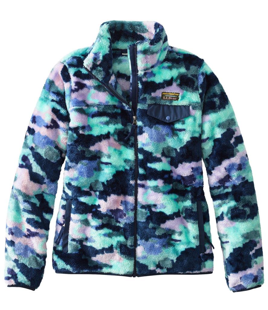 High Pile Fleece Full Zip US Fit Size Soft Spruce 1000100502 L.L.Bean Women's L.L.Bean Jacket, Print, Regular, M, Camo, Green,